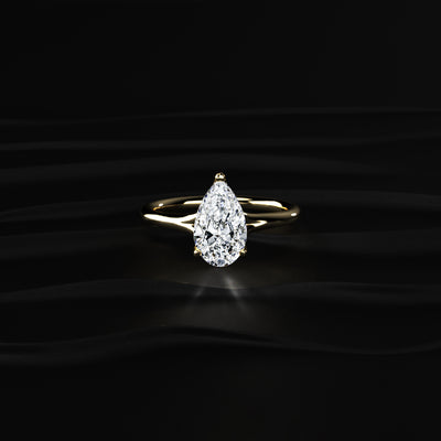 Pear Shaped Solitaire Diamond Ring | Earthly Jewels
