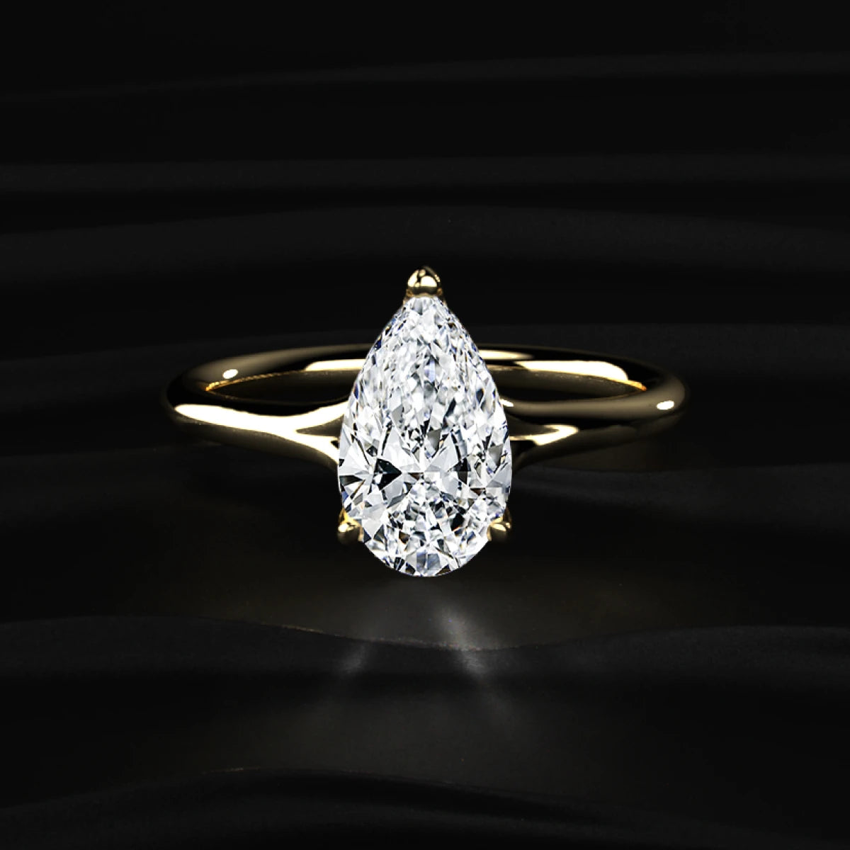 Pear Shaped Solitaire Diamond Ring | Earthly Jewels