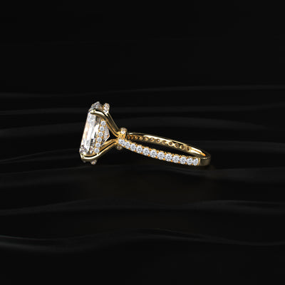Cushion Cut Hidden Halo Engagement Ring | Earthly Jewels