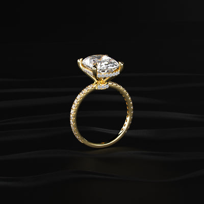 Cushion Cut Hidden Halo Engagement Ring | Earthly Jewels