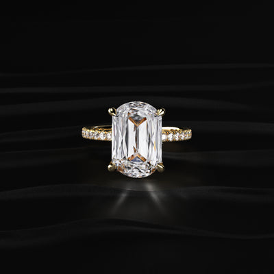 Cushion Cut Hidden Halo Engagement Ring | Earthly Jewels