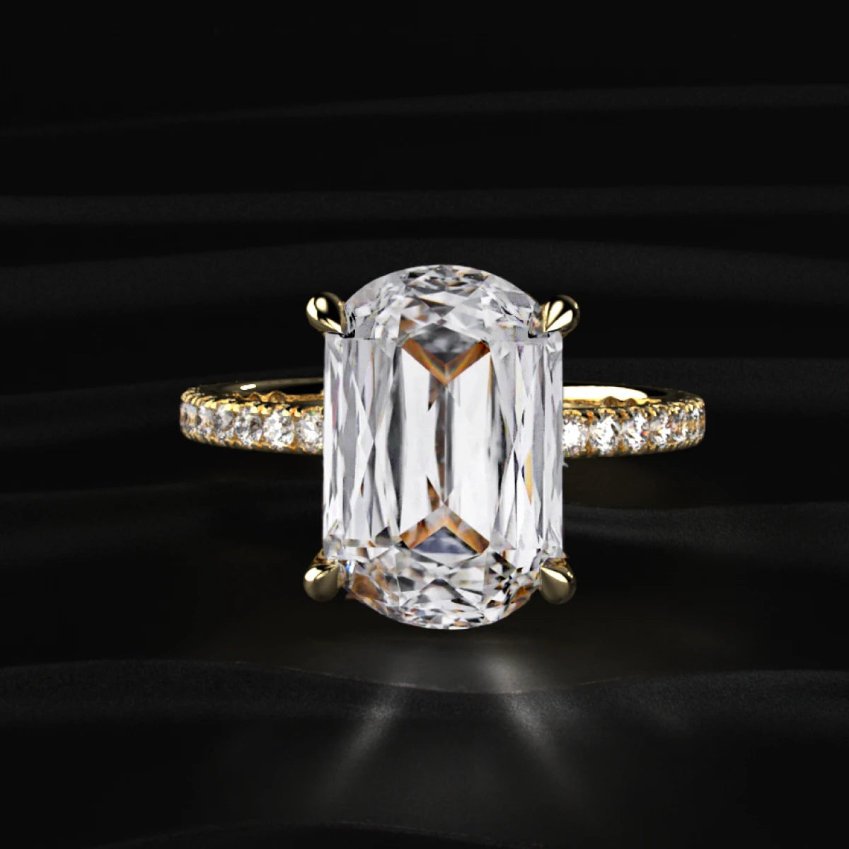 Cushion Cut Hidden Halo Engagement Ring | Earthly Jewels