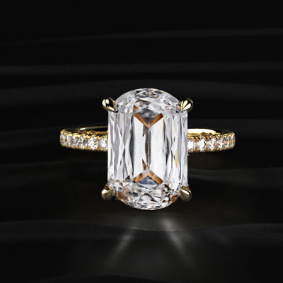 Cushion Cut Hidden Halo Engagement Ring | Earthly Jewels