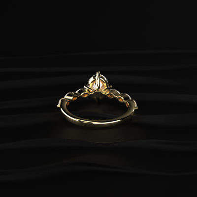 Oval Diamond Ring With Marquise Side Stones | Earthly Jewels