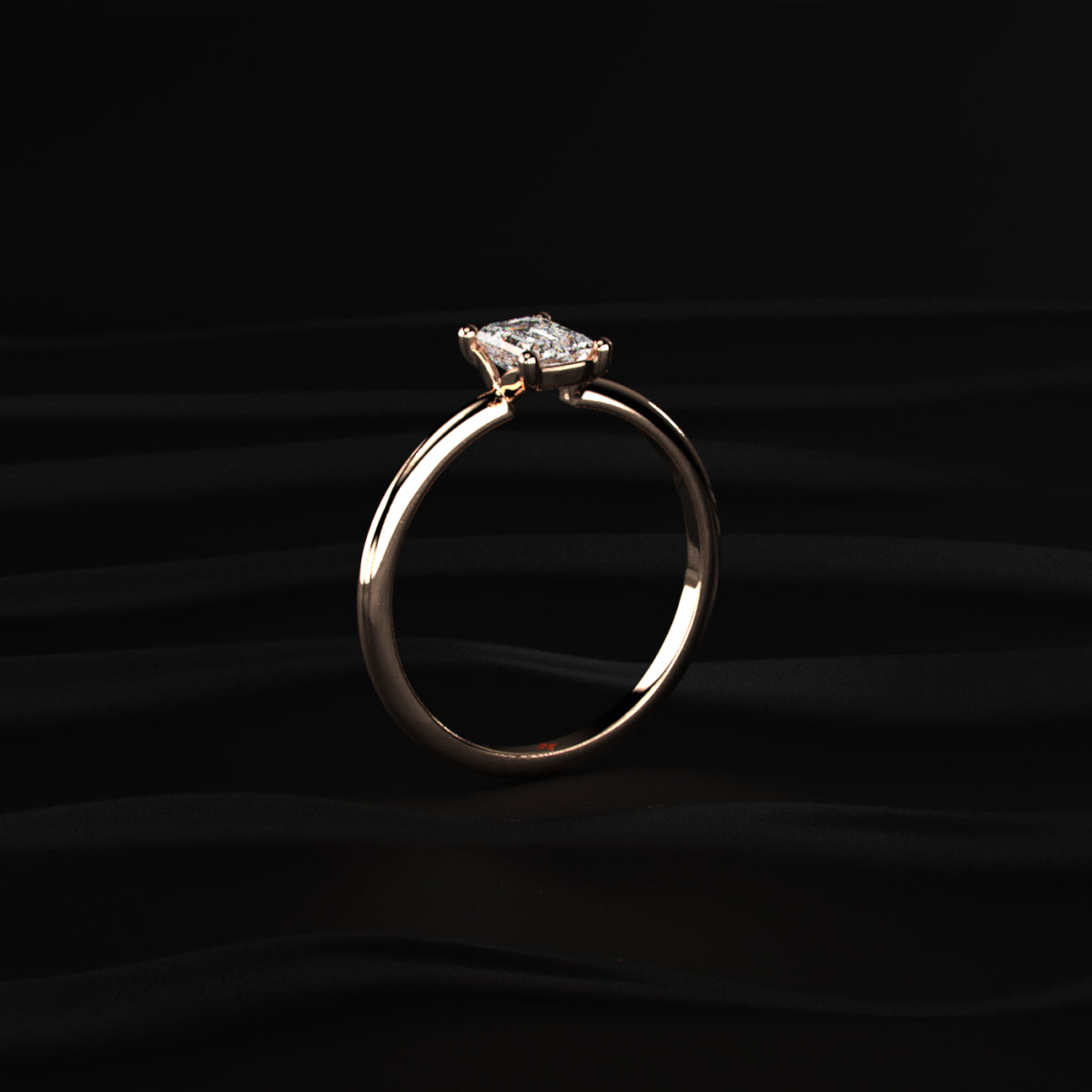 0.5Ct Emerald Cut Solitaire Ring
