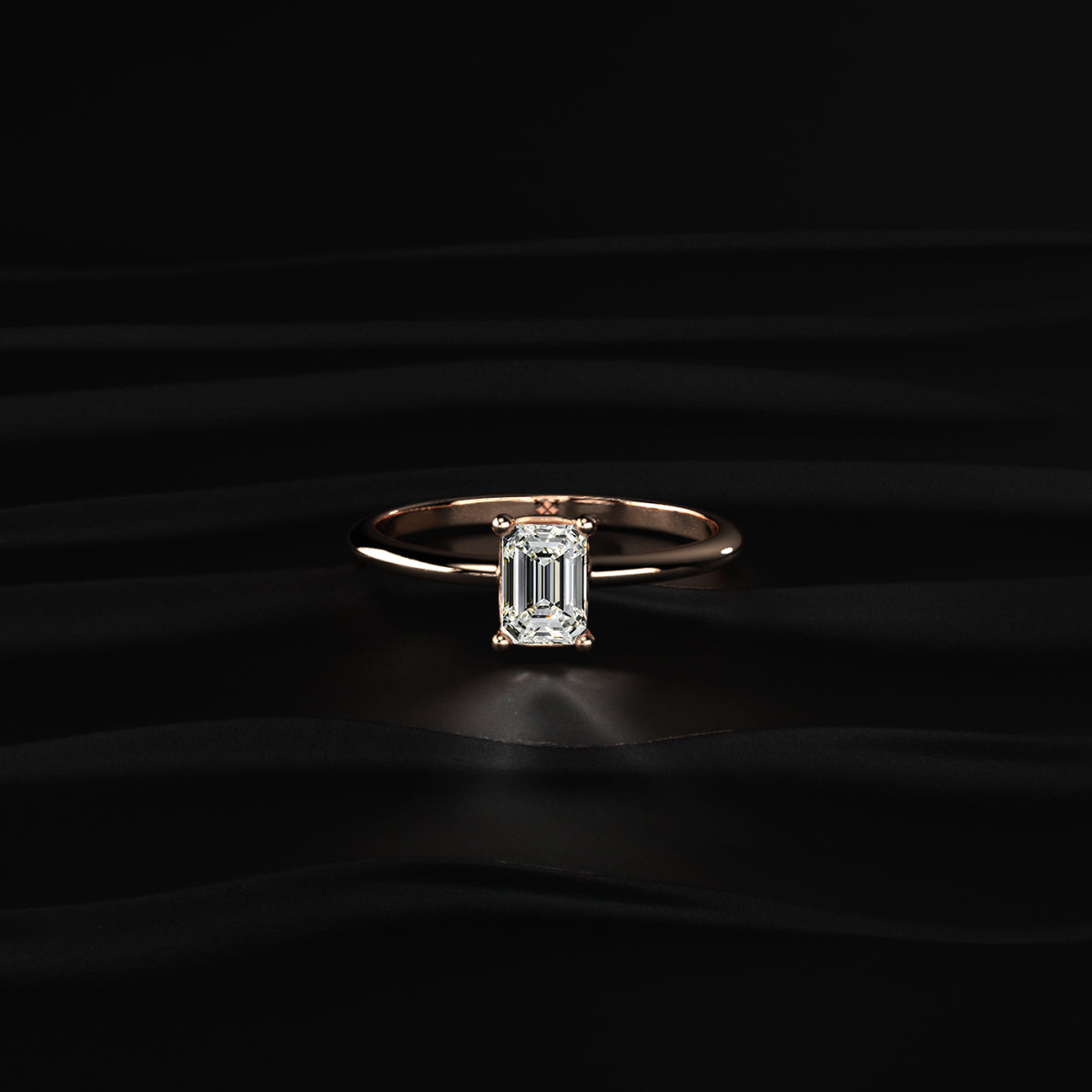 0.5Ct Emerald Cut Solitaire Ring