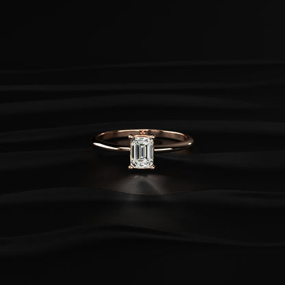0.5Ct Emerald Cut Solitaire Ring