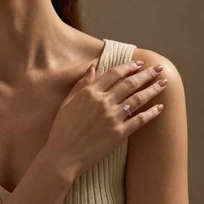 0.5Ct Pear Shape Solitaire Ring | Earthly Jewels | Model Image
