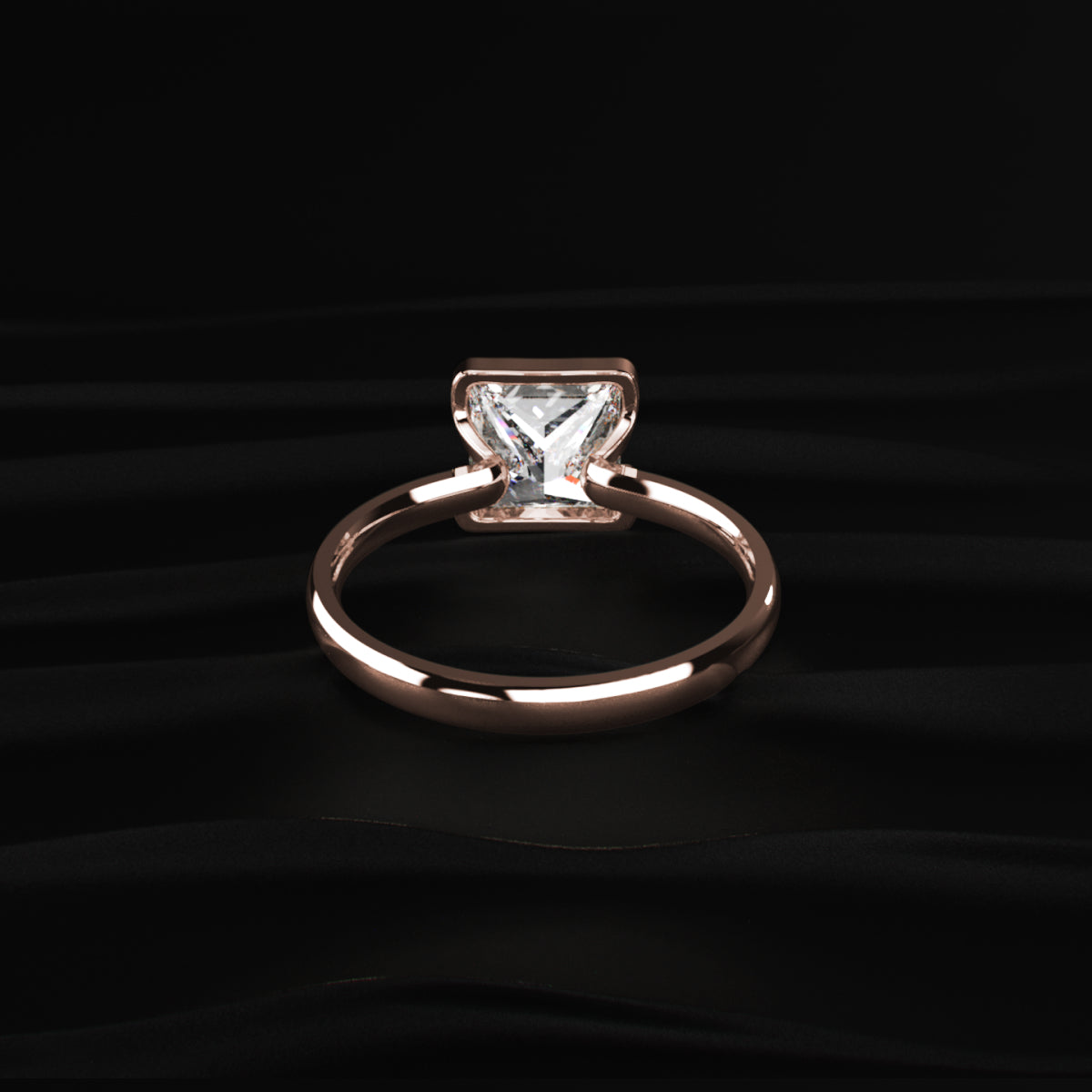 Half Bezel Princess Cut Engagement Ring | Earthly jewels