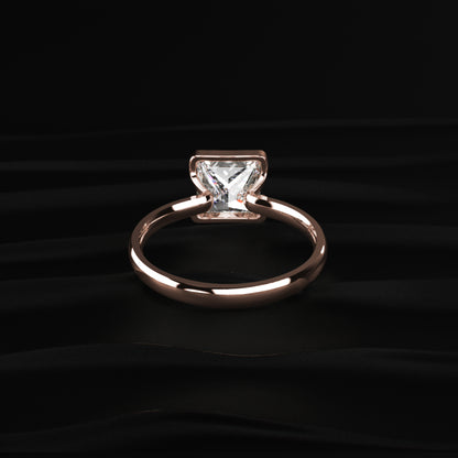 Half Bezel Princess Cut Engagement Ring | Earthly jewels