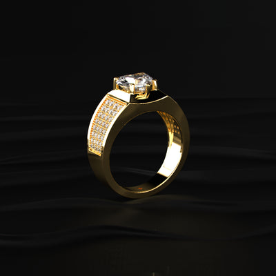 Heart Shape Solitaire With Grain Setting Ring For Male | Earthly Jewels