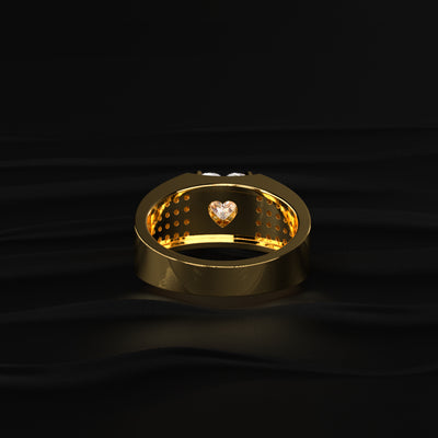 Heart Shape Solitaire With Grain Setting Ring For Male | Earthly Jewels