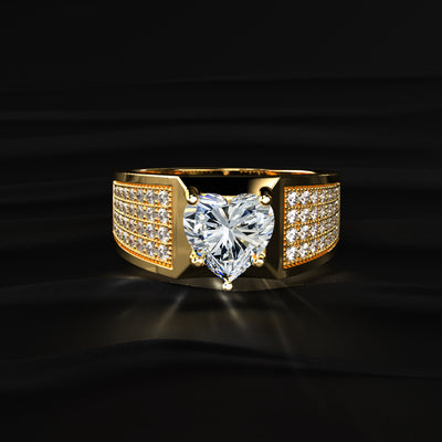 Heart Shape Solitaire With Grain Setting Ring For Male | Earthly Jewels