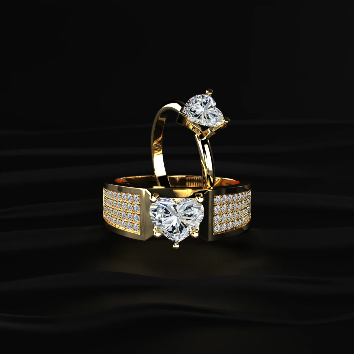 Heart Shape Solitaire With Grain Setting Ring For Male