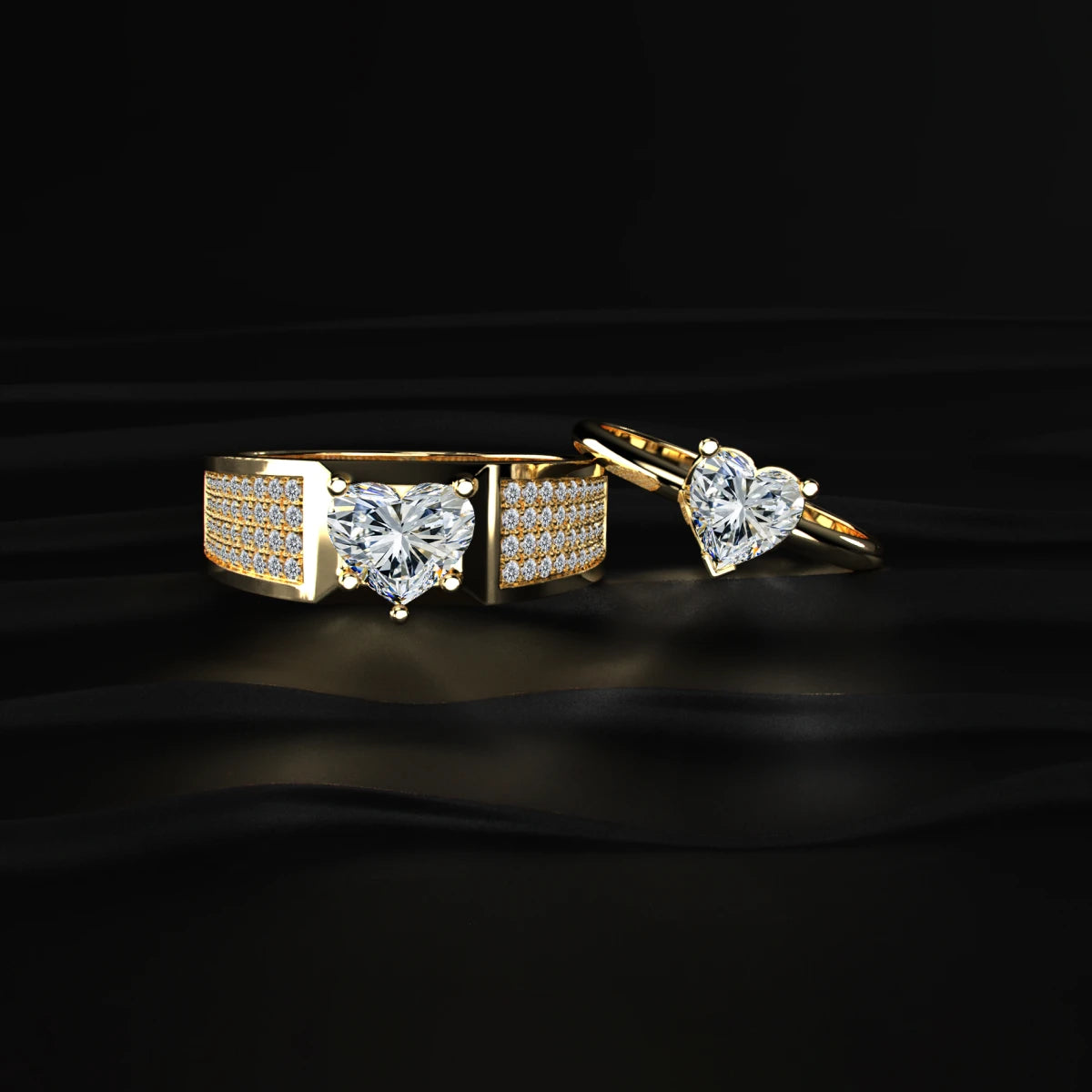 Heart Shape Solitaire With Grain Setting Ring For Male