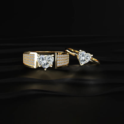 Heart Shape Solitaire With Grain Setting Ring For Male