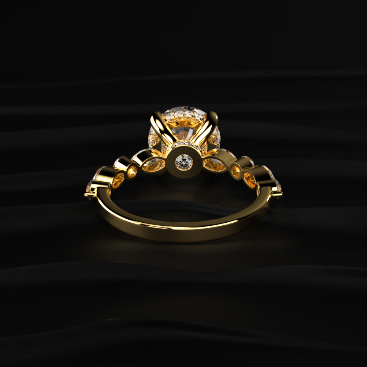 Round Solitaire Ring With Round Marquise Band | Earthly Jewels