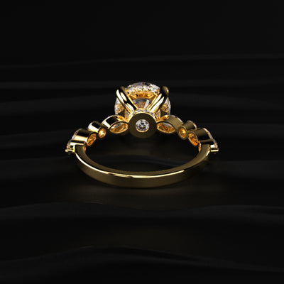 Round Solitaire Ring With Round Marquise Band | Earthly Jewels