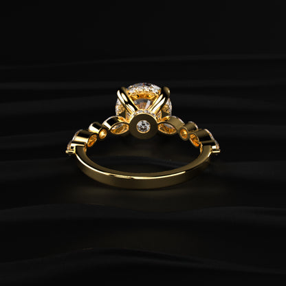 Round Solitaire Ring With Round Marquise Band | Earthly Jewels
