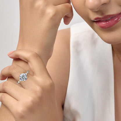 Round Solitaire Ring With Round Marquise Band | Earthly Jewels
