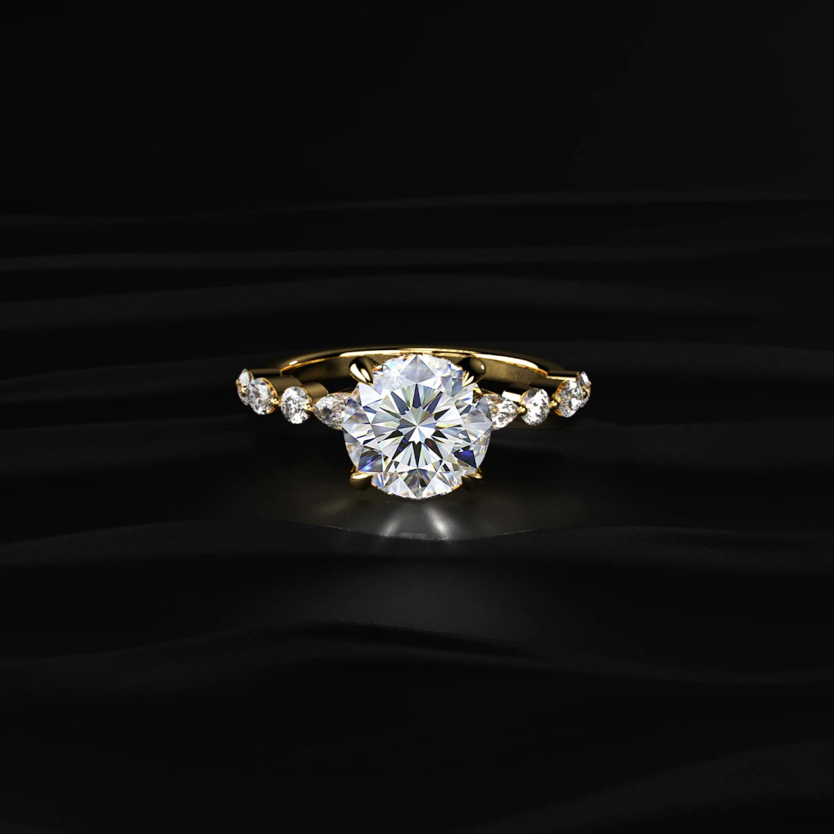 Round Solitaire Ring With Round Marquise Band | Earthly Jewels