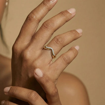 Double Band Diamond Chevron Ring | Earthly Jewels