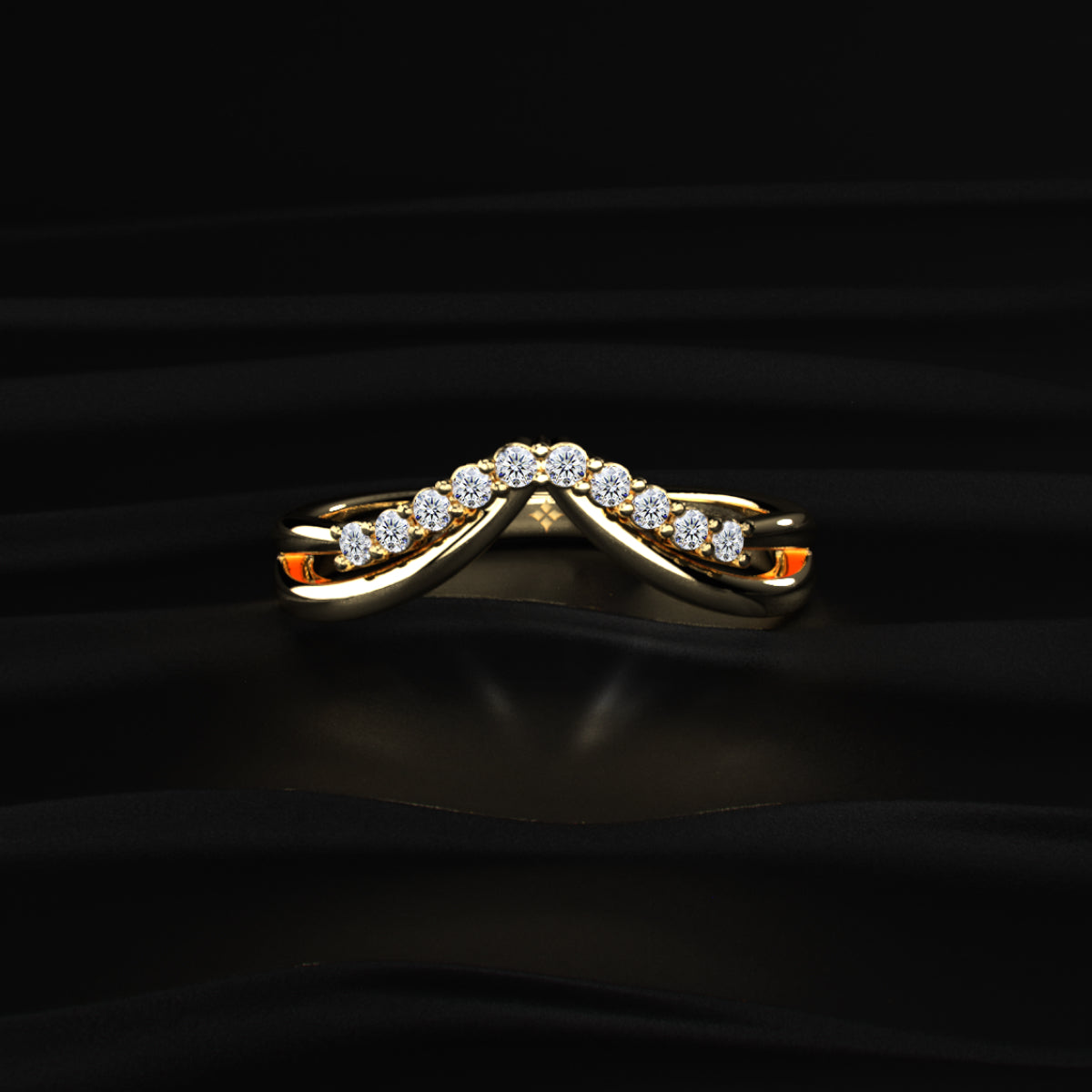 Double Band Diamond Chevron Ring | Earthly jewels