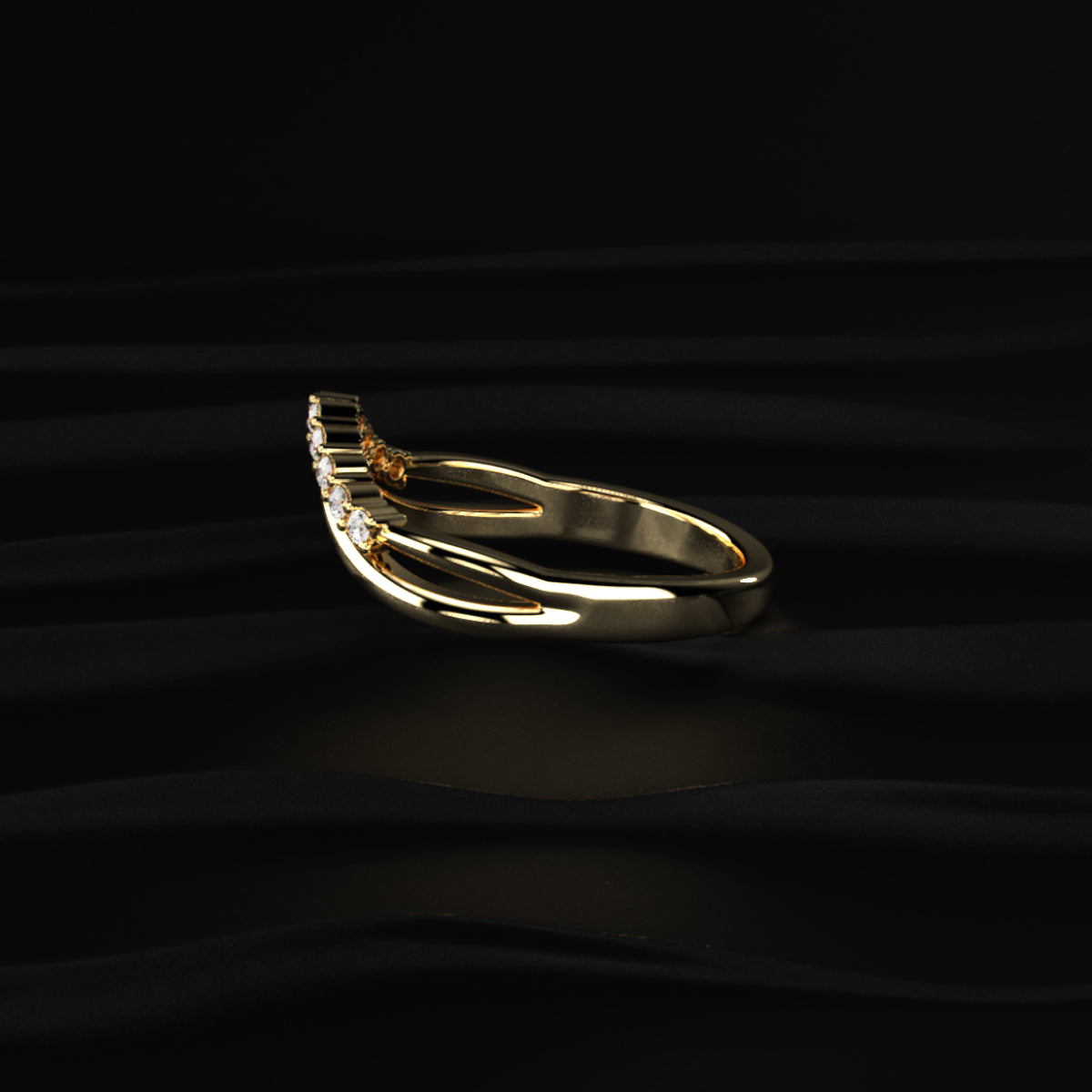 Double Band Diamond Chevron Ring | Earthly jewels