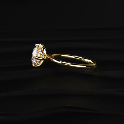 Portuguese Round Cut Diamond Ring With Hidden Halo | Earthly Jewels