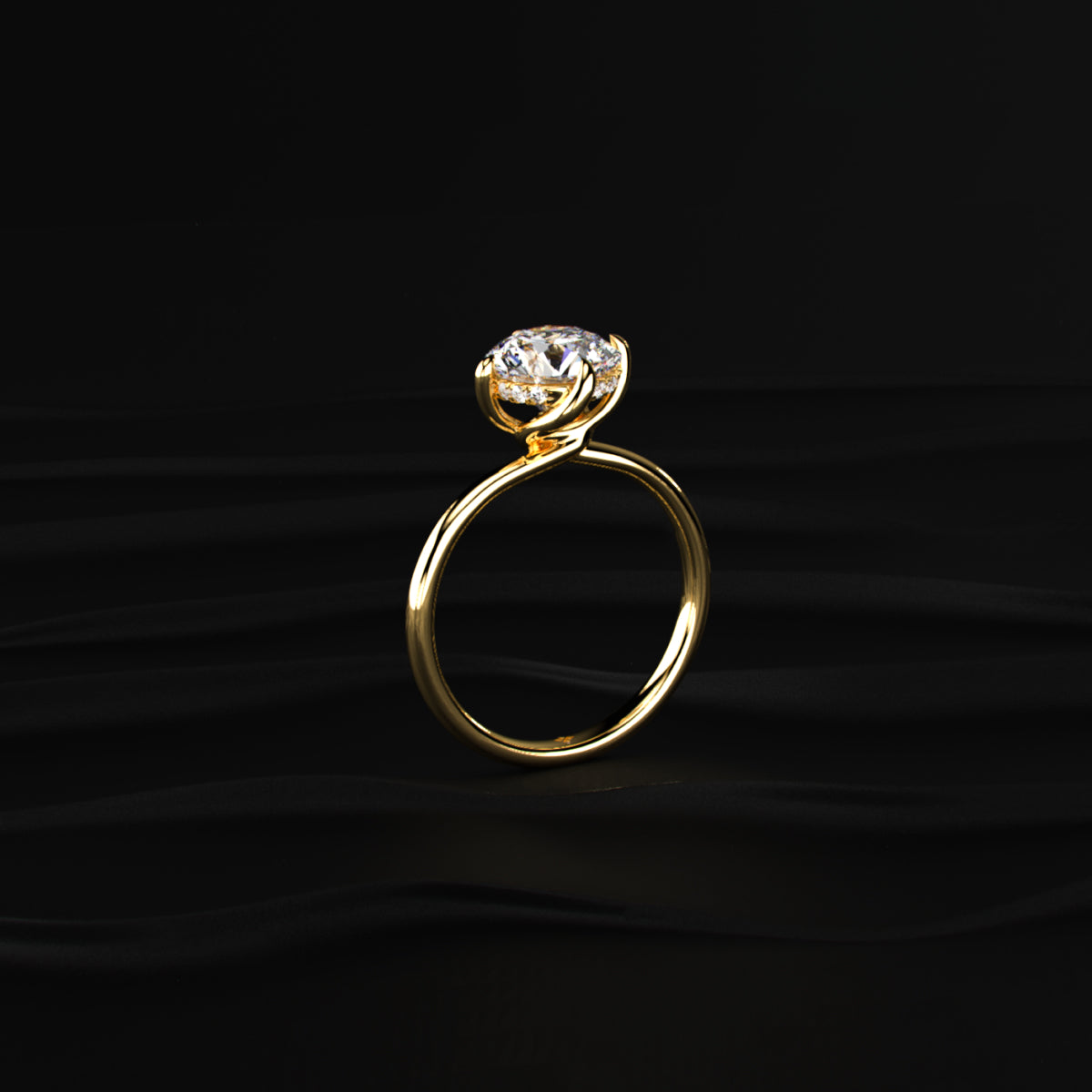 Portuguese Round Cut Diamond Ring With Hidden Halo