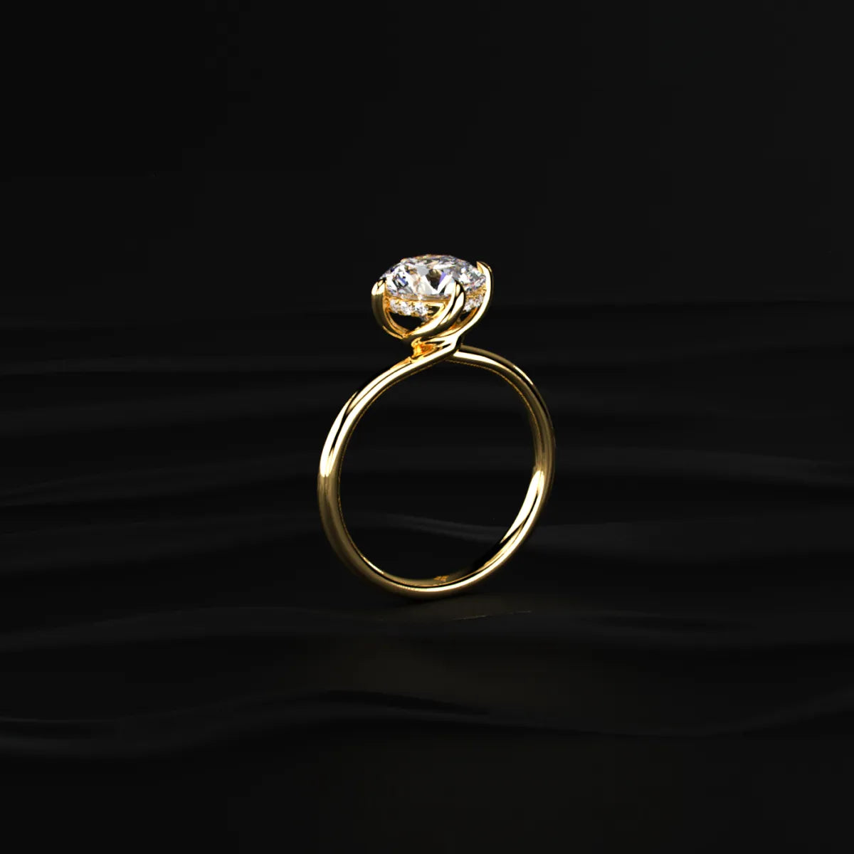 Portuguese Round Cut Diamond Ring With Hidden Halo | Earthly Jewels