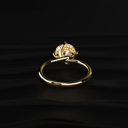 Portuguese Round Cut Diamond Ring With Hidden Halo | Earthly Jewels