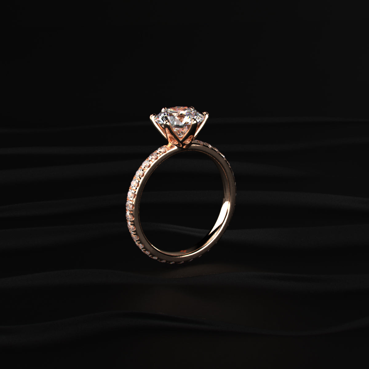 Round Diamond Pave Engagement Ring | Earthy Jewels