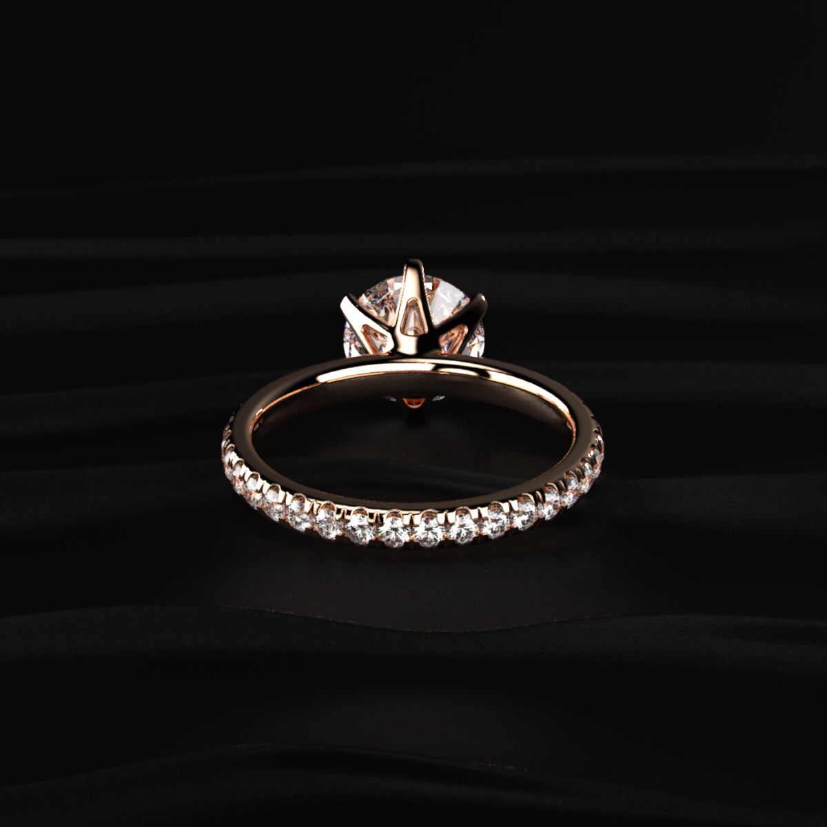 Round Diamond Pave Engagement Ring | Earthy Jewels