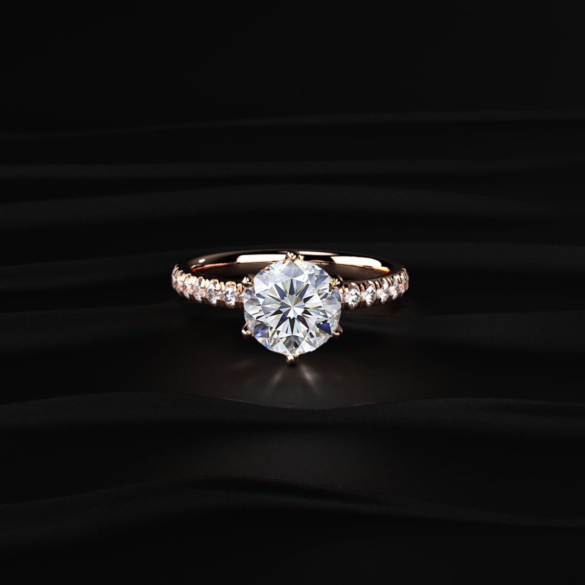 Round Diamond Pave Engagement Ring | Earthy Jewels