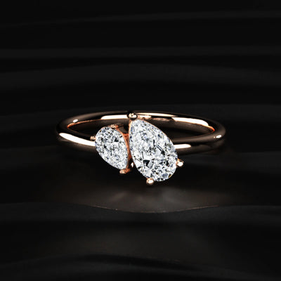Toi Et Moi Double Pear Engagement Ring | Earthly jewels