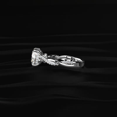 Round With Twisted Pave Band & Hidden Halo | Earthly Jewels