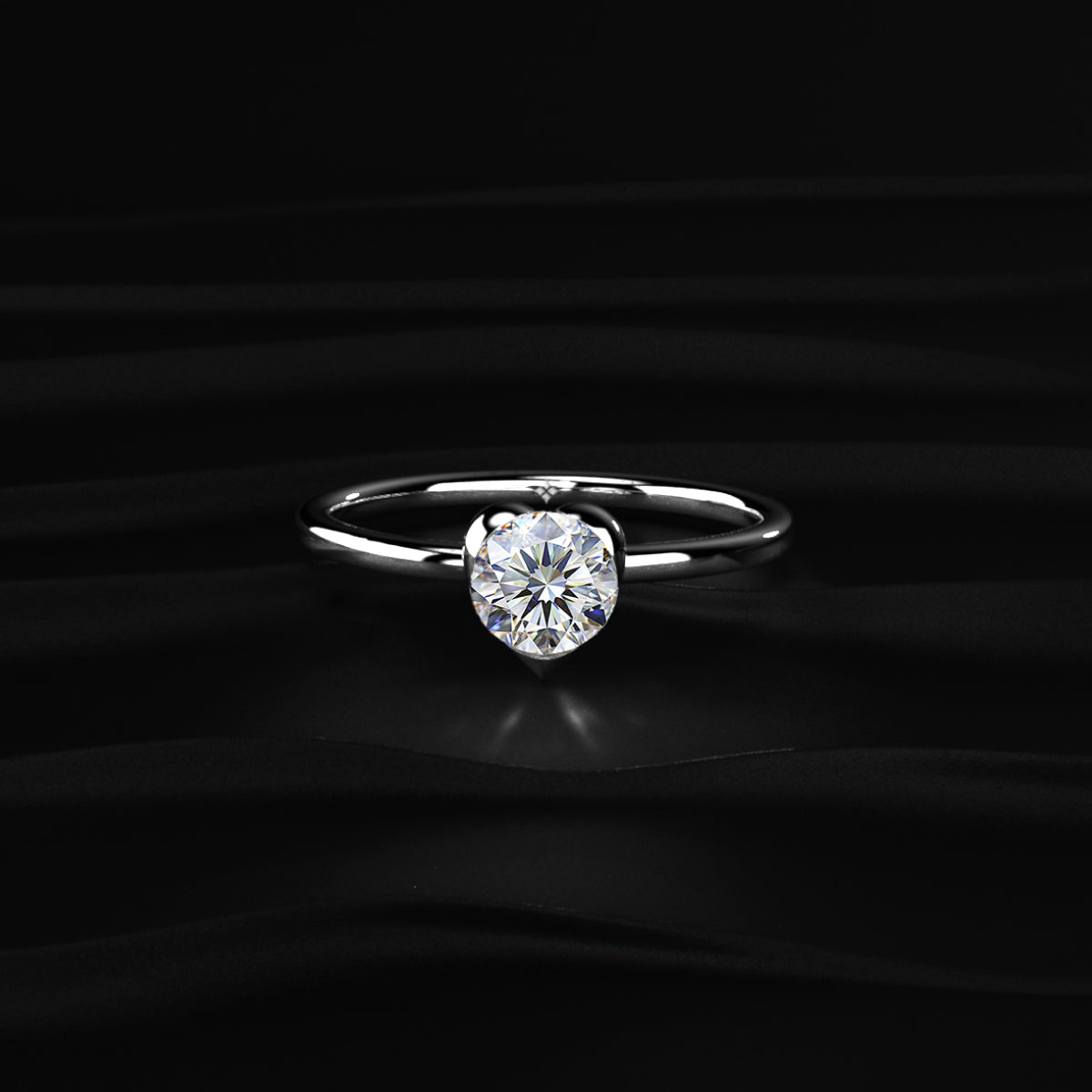 Heart Shaped Round Solitaire Ring