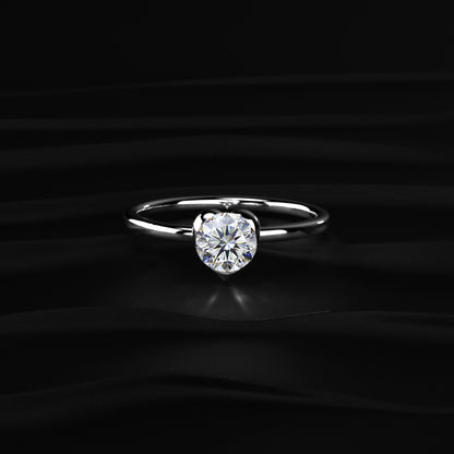 Heart Shaped Round Solitaire Ring