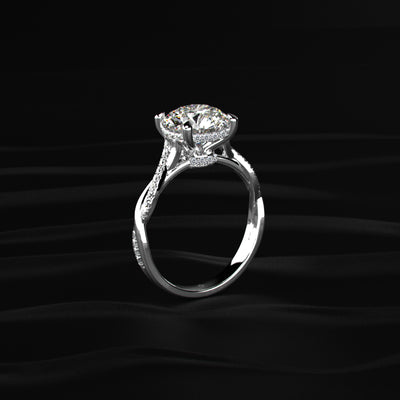 Round With Twisted Pave Band & Hidden Halo | Earthly Jewels