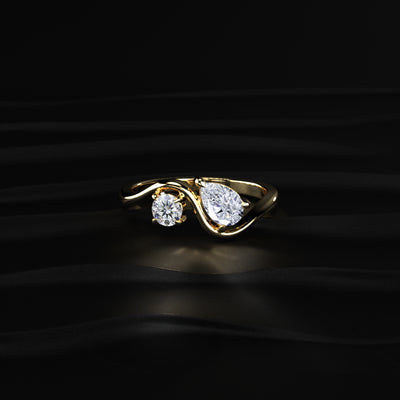 Round And Pear Diamond Toi Et Moi Ring | Earthly Jewels