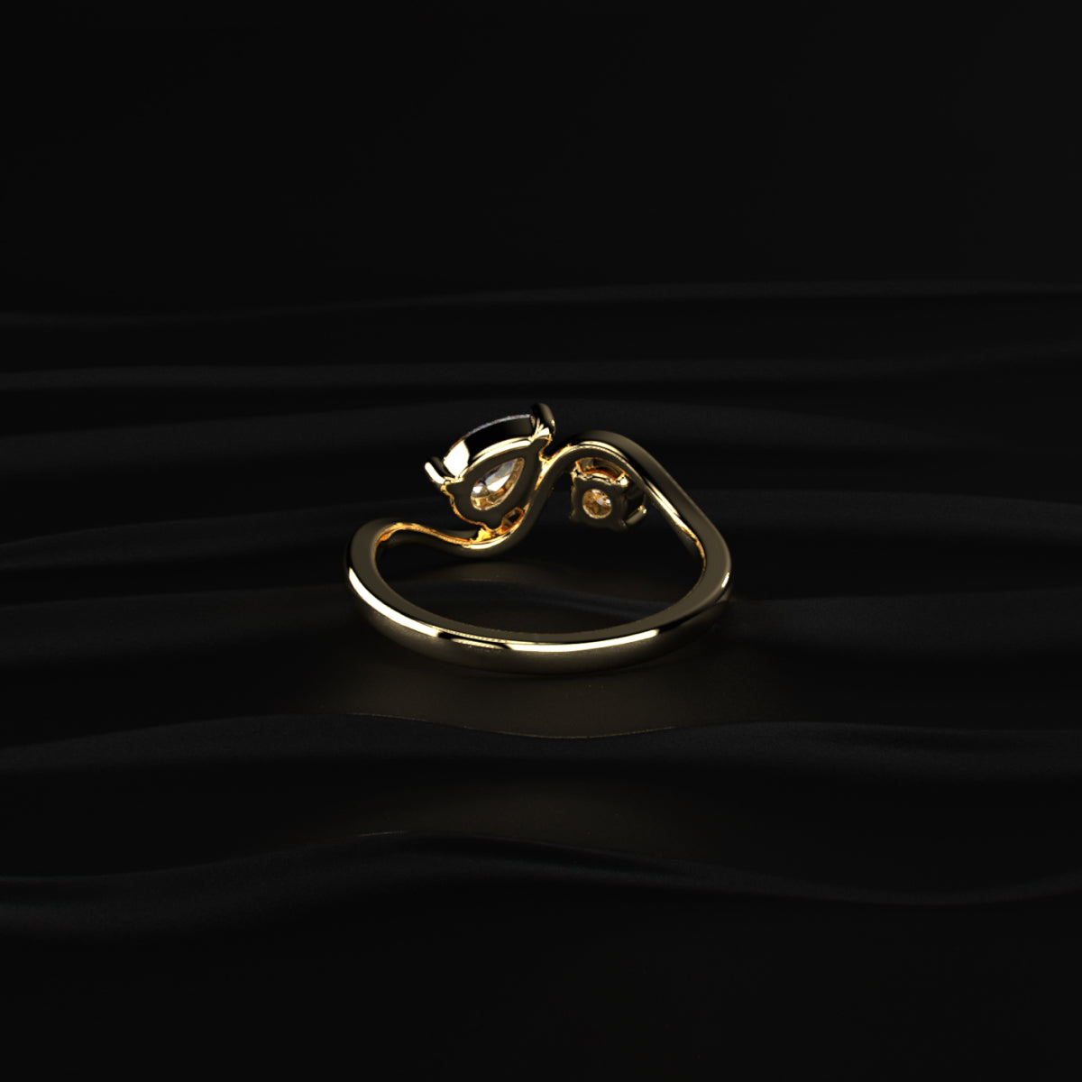 Round And Pear Diamond Toi Et Moi Ring