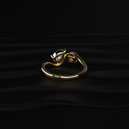 Round And Pear Diamond Toi Et Moi Ring
