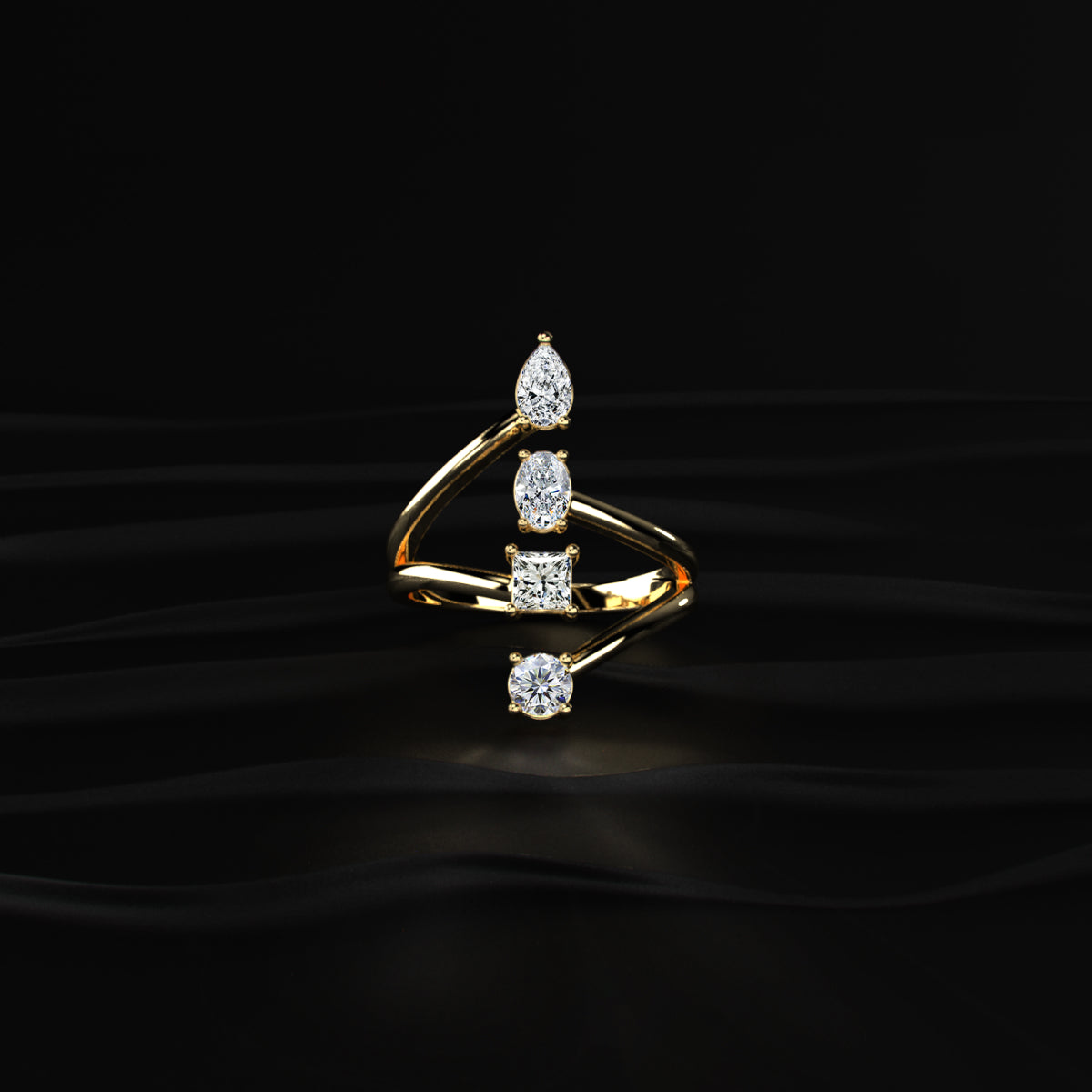 4 Stone Split Shank Engagement Ring | Earthly jewels