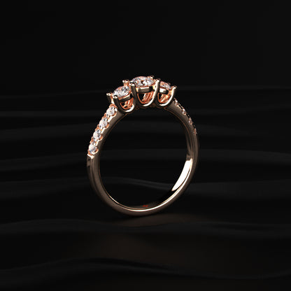 Round Trilogy Ring With Side Diamonds | Earthly jewels