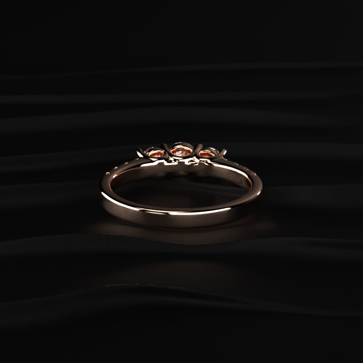 Round Trilogy Ring With Side Diamonds | Earthly jewels