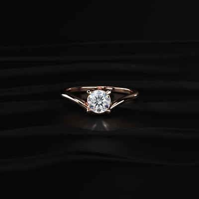 Round Solitaire Ring With Curved Band | Earthly jewels