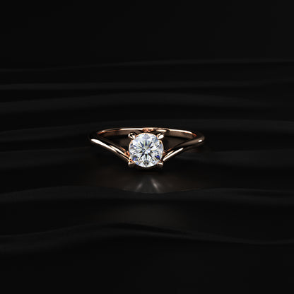 Round Solitaire Ring With Curved Band | Earthly jewels