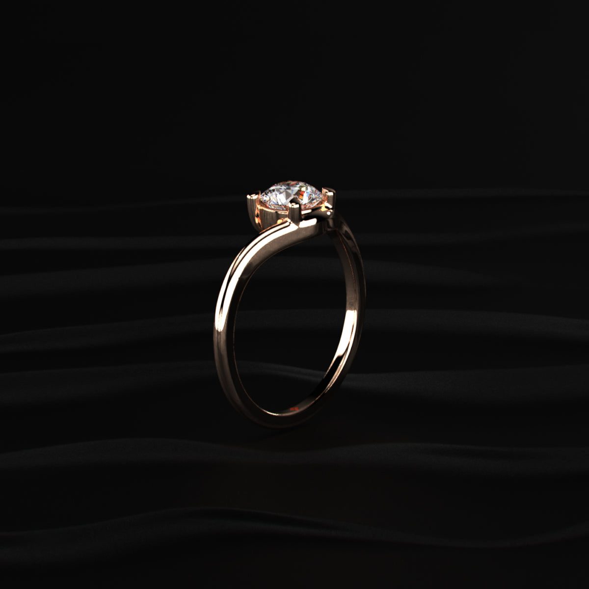 Round Solitaire Ring With Curved Band | Earthly Jewels
