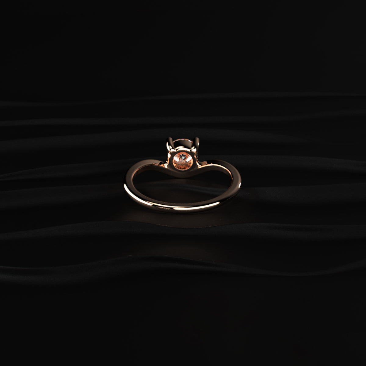 Round Solitaire Ring With Curved Band | Earthly Jewels